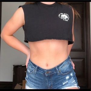 Cropped black vans muscle tee